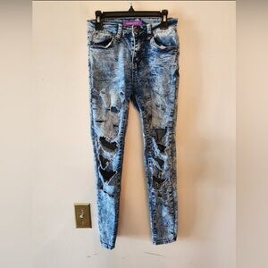 Bamboo Skinny Jeans Distressed Ripped Womens Size 1 Juniors Stretch acid wash